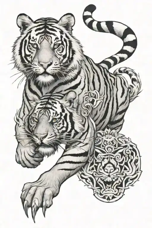 Tiger With Libra Sign And Lighting Bolt