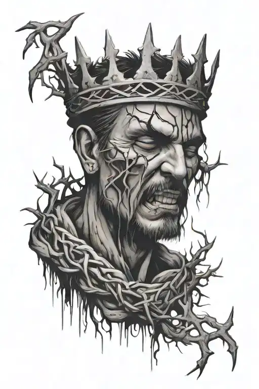 Crying Face With Crown Of Thorns