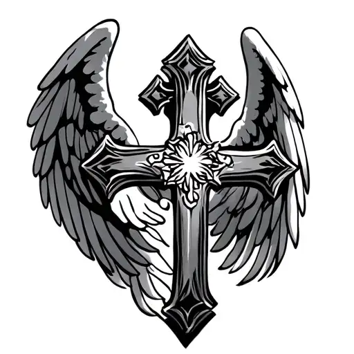 Small Angel And Cross And Shades