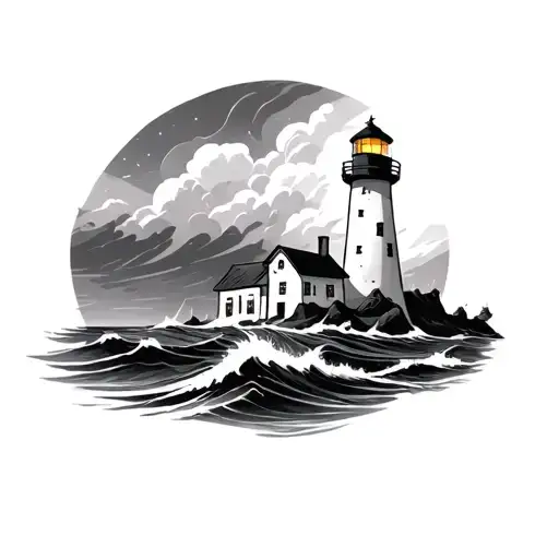 Lighthouse With Stormy Water