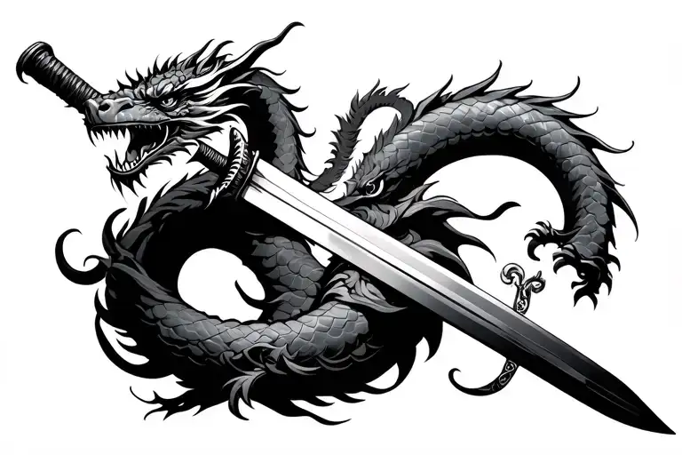 Samurai Sword With Dragon Wrapped Around It