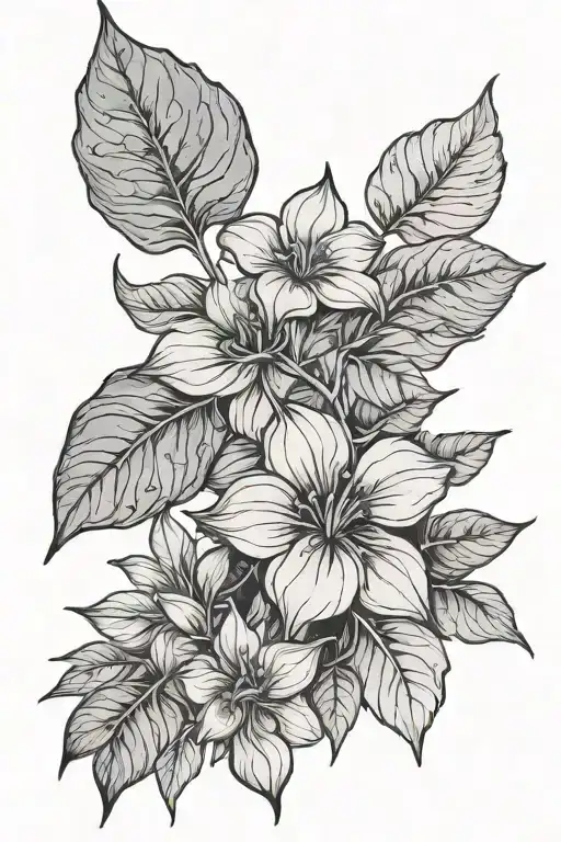 Flower Large Black Leaves