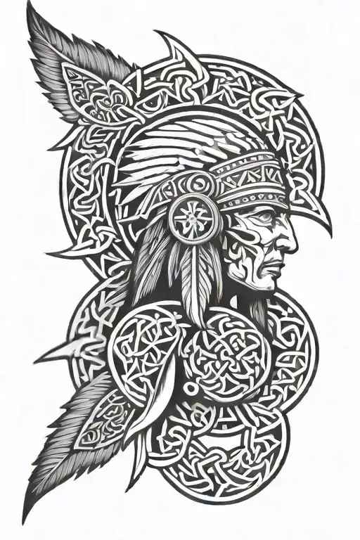 Native American And Celtic Knotwork Design Incorporating