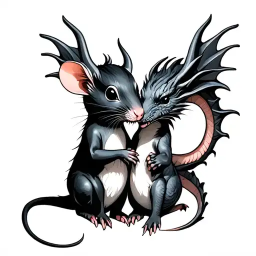 Kissing Dragon And Rat Holding