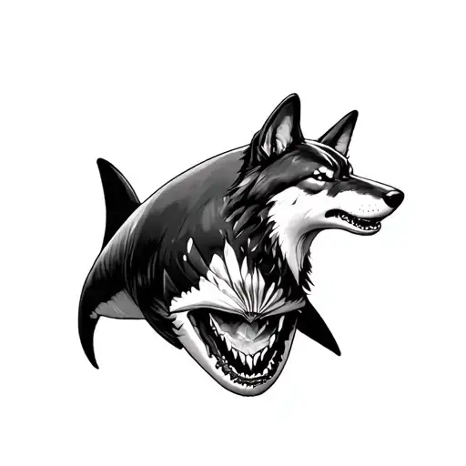 Shark And Wolf Next To Each Other