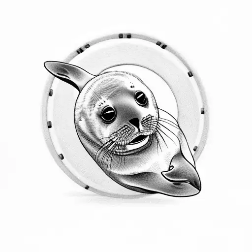 Seal Pup Jumping Through A Ring Of Fore