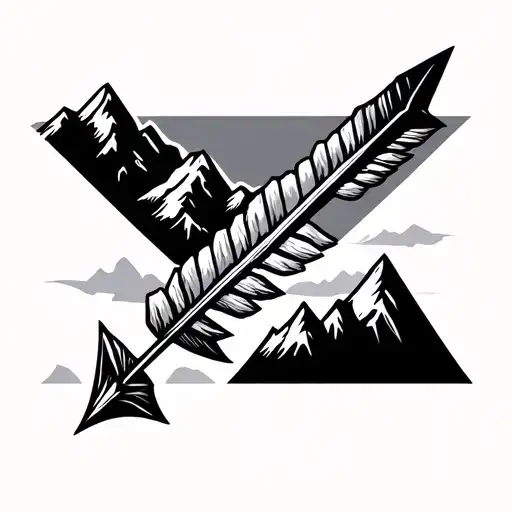 Arrow Surrounded By Montains