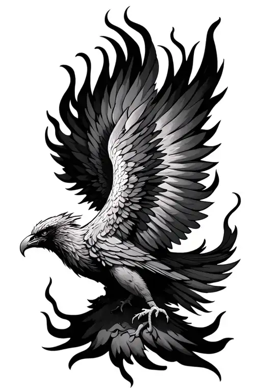 Phoenix Rising From Fire Flames