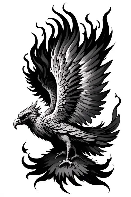 Phoenix Rising From Fire Flames