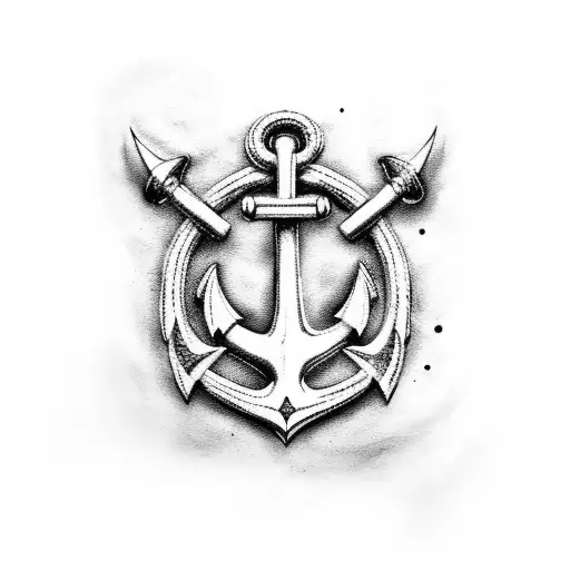 An Intricately Detailed Anchor Surrounded On The Background A Bit With Skull And Seashells