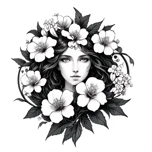 Gemini Zodiac Symbol With Honeysuckle Flowers