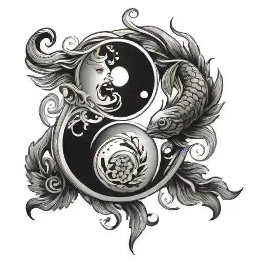 Yin And Yang With Pisces And Virgo Zodiac Sign