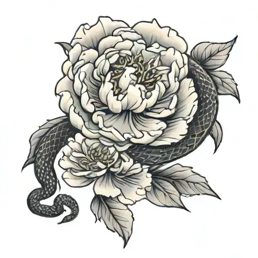 Peony With Snake