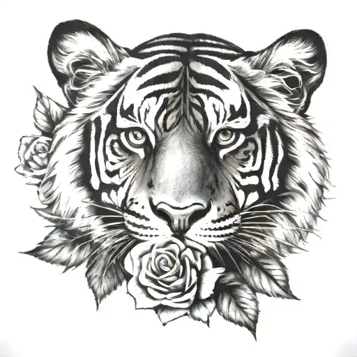 Tiger And Roses