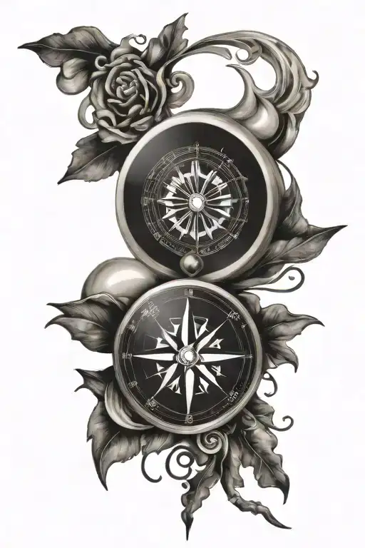 Compass With Yin And Yang Symbol