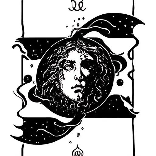 Tarot Card With Aquarius Astrological Sign Which Pours Water