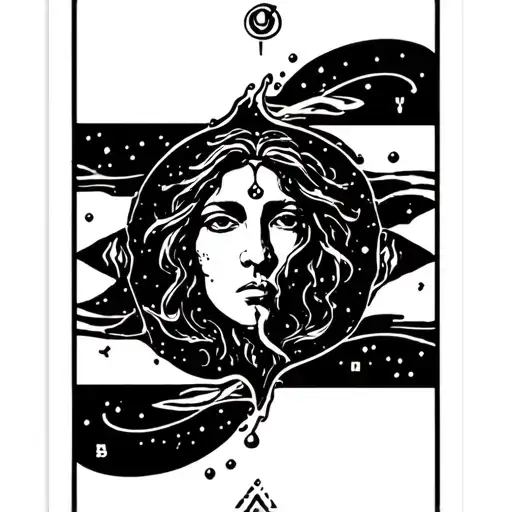 Tarot Card With Aquarius Astrological Sign Which Pours Water