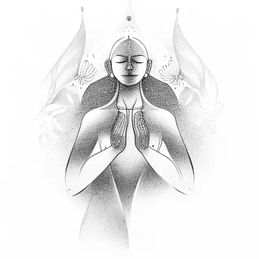 Woman Meditating Where Her Body Is In Nature