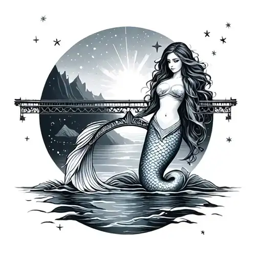 Bridge With Mermaid And Stars Forming
