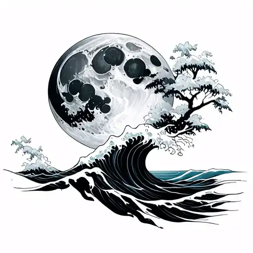 Moon And Water Waves