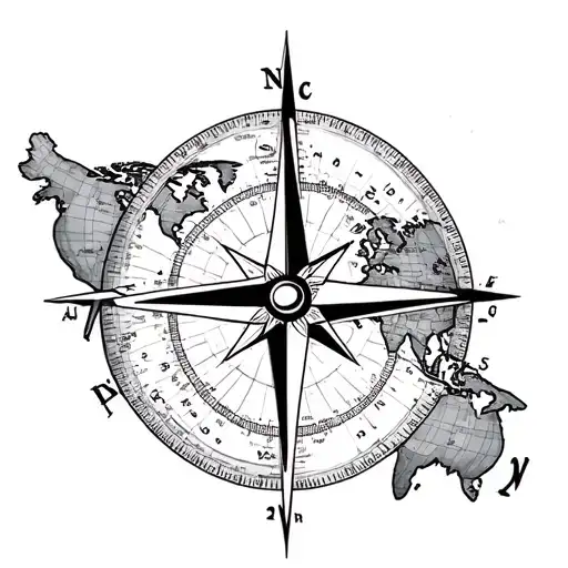 Compass World Map Aircraft Fine Line