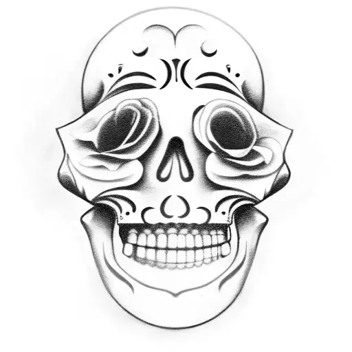 Base Guitar With A Dia De Los Muertos Theme