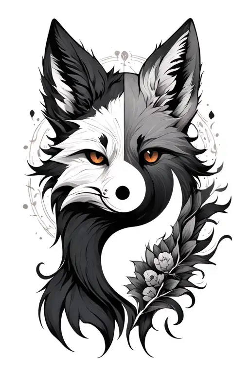 Kitsune Fox With Yin-yang