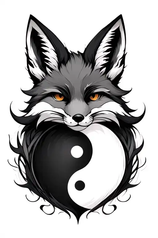 Kitsune Fox With Yin-yang