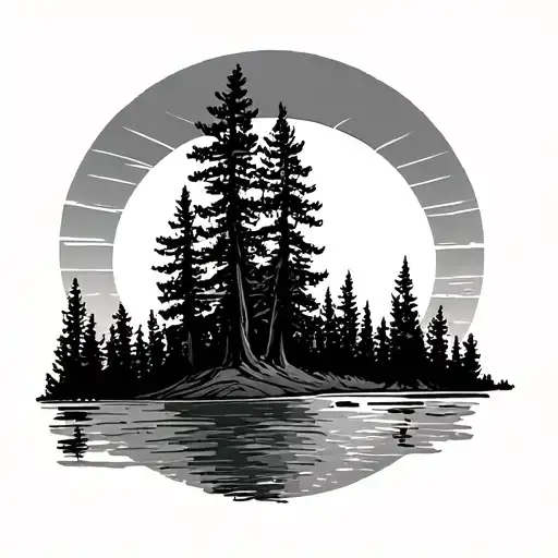 Minnesota Pines Sun Setting