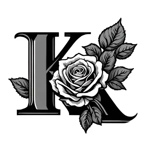 Letter K And Rose Intertwined