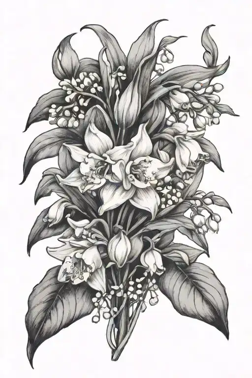 Lily Of The Valley And Daffodil Flower Bouquet