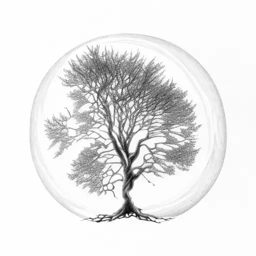 A Tree Melting Into The Moon