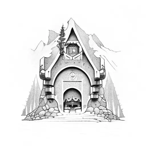 A Detailed Old Mine Entrance In A Mountain