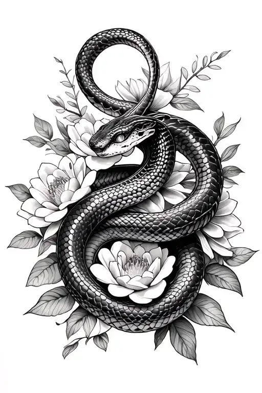 Snake And Flowers