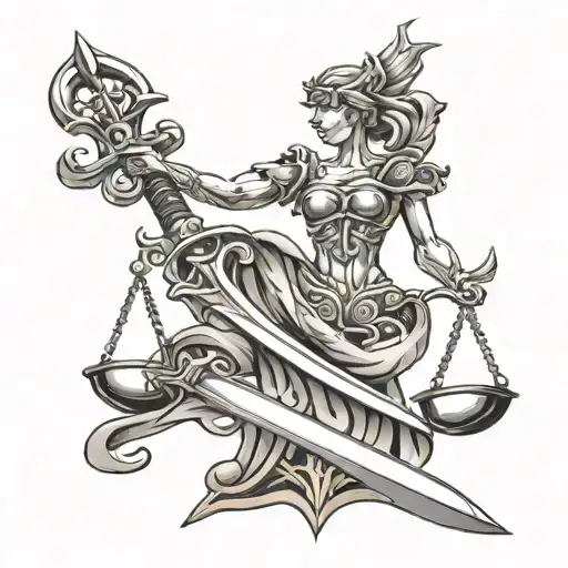 Sword And Scales Of Justice Intertwined