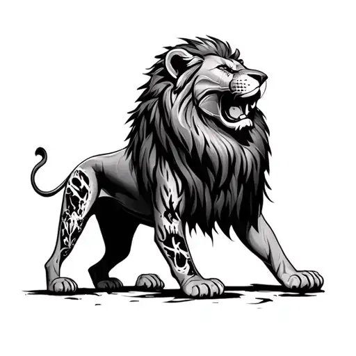 Lion That Has Many Scars Wounds