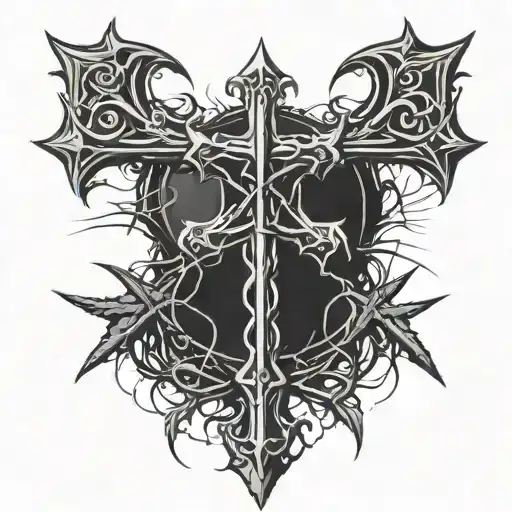 Cross With Crown Of Thorns Hanging