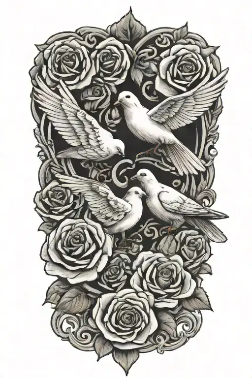 Doves And Rose Intertwined