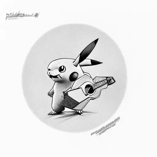 A Realistic Portrait Of Pikachu Playing A Guitar
