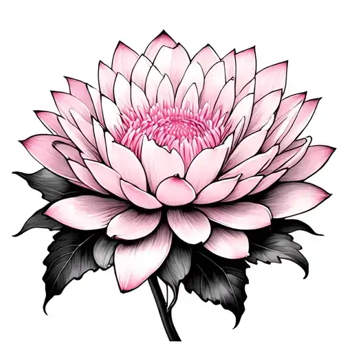 Pink Chrysanthemum Lotus Flower Tulip Black And White