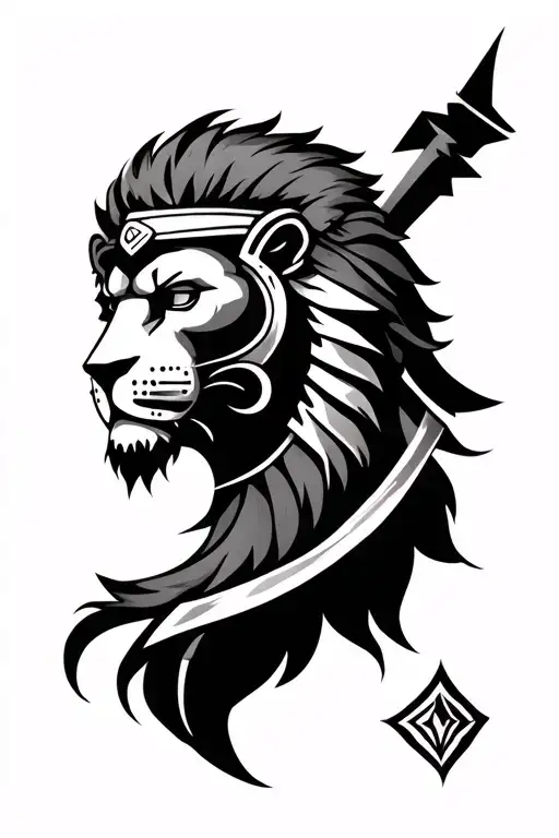 Gladiator And Lion Head