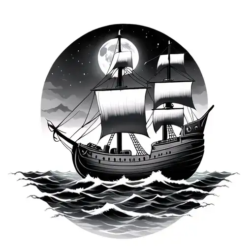 Pirate Ship With Moon
