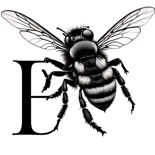 Bee Flying With A Letter B 3D Representation
