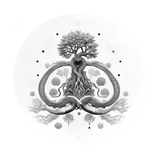 Yggdrasil Tree With World Serpent