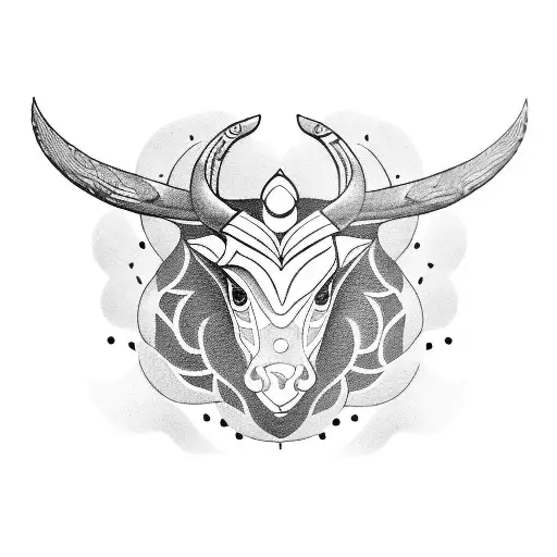 A Dotwork Tattoo Of A Libra And Taurus Symbol Merging With A Gaming Console