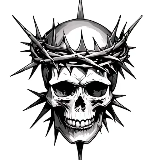Skull Wearing Crown Of Thorns