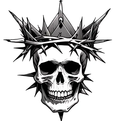 Skull Wearing Crown Of Thorns