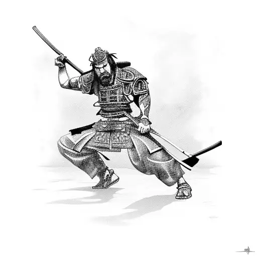 Samurai Fighting Demons Inside Of Him