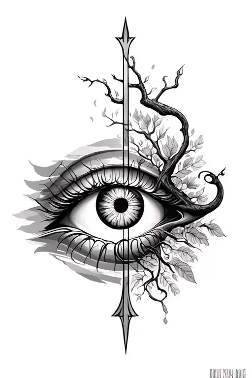 A Combination Of The Eye Of Horus And Nature And Tree Shilloette And Shades