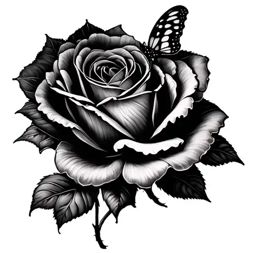 Butterfly Landing On Fuchsia Rose